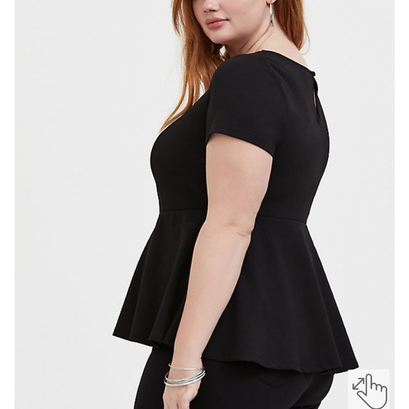 Torrid 00 zero zero black scuba knit peplum shirt - Picture 5 of 7